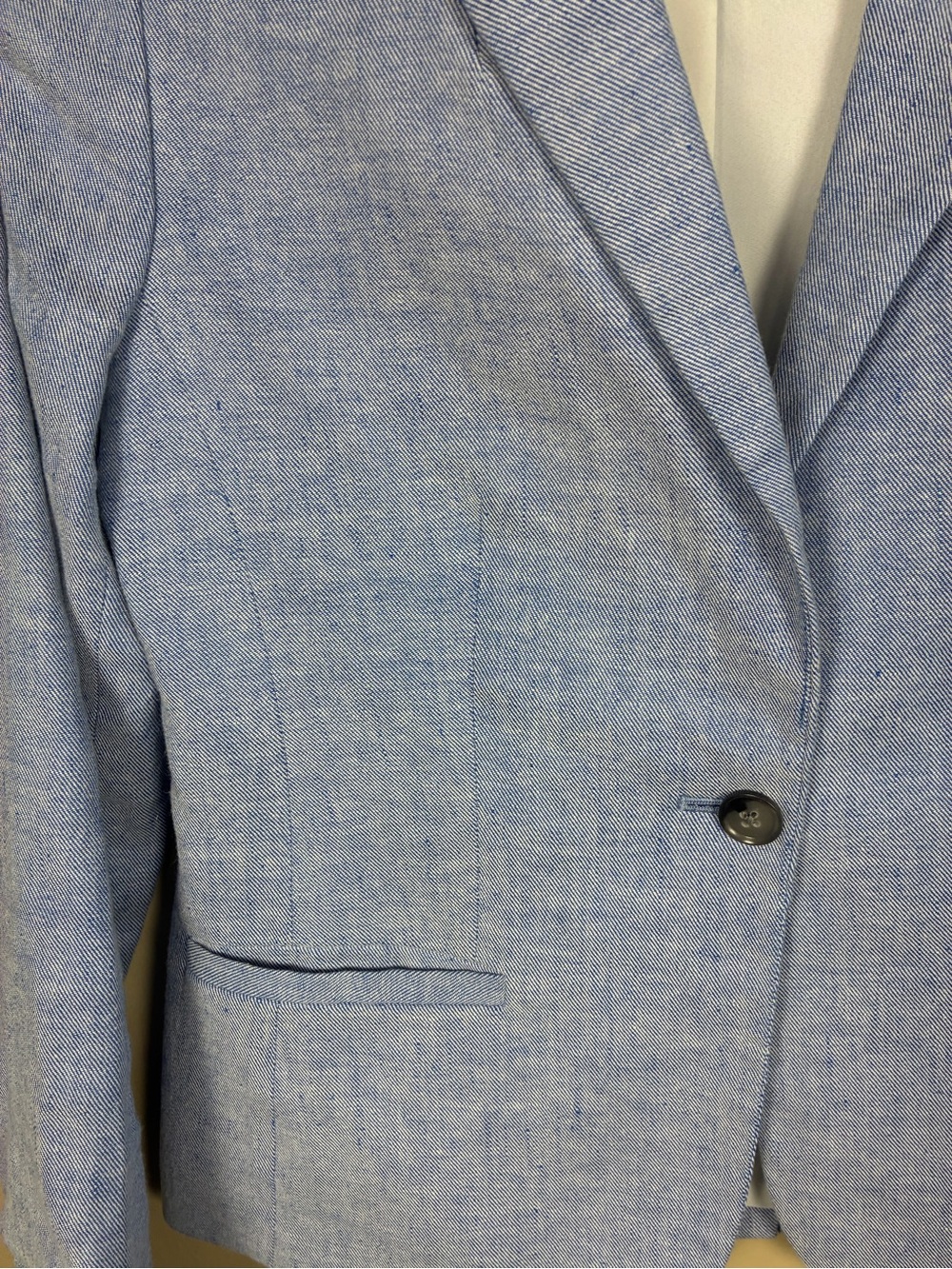 Banana Republic Classic Blazer Jacket Linen Blend Chambray Blue Sz 0 - Picture 6 of 12